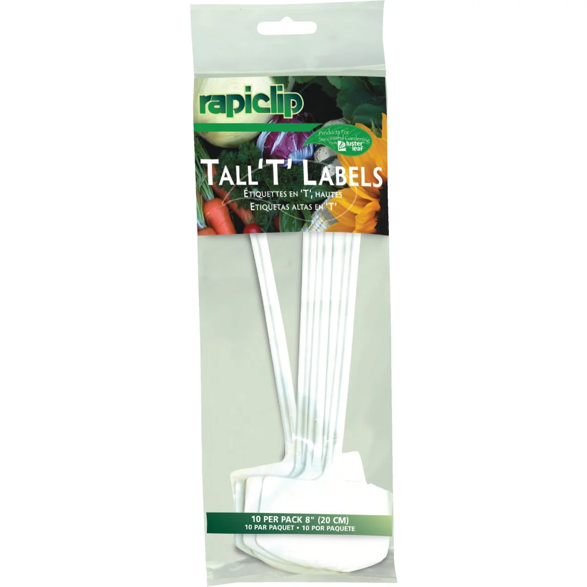 Original Rapiclip 8 In. Plastic Plant Garden Marker T-Label 10-Pack High-Performance