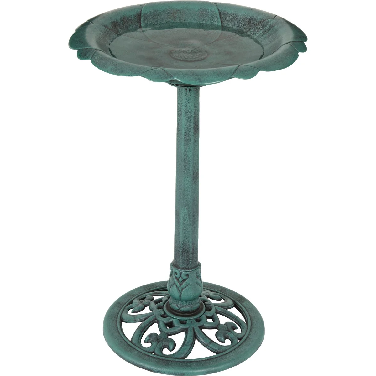 Green Garden Antique Verdigris Flower Pedestal Bird Bath High-Grade