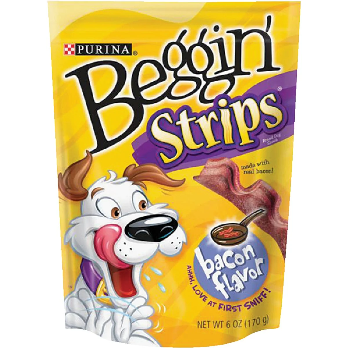 Secure Purina Beggin' Strips Bacon Flavor Chewy Dog Treat 6 Oz. Authentic