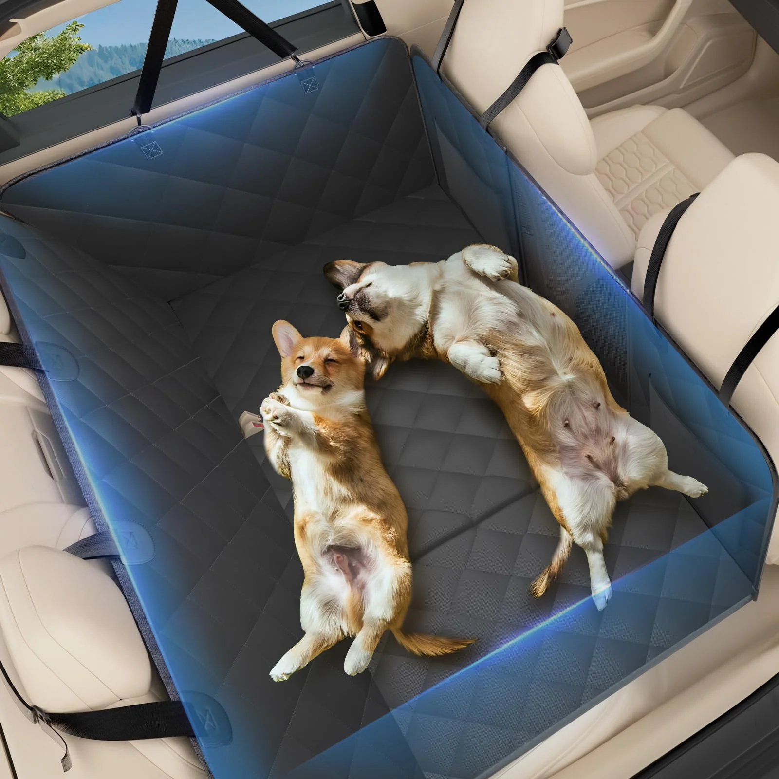 Next-Generation AIEDOULER Back Seat Extender for Dogs - Mesh Window 400lbs Waterproof 52x24.8 in Effective