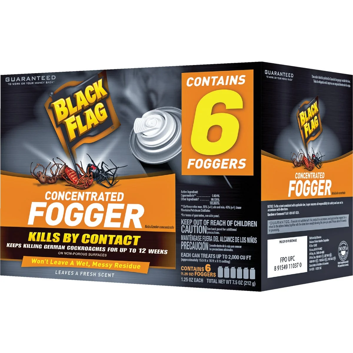 Organic Black Flag 1.25 Oz. Indoor Insect Fogger 6-Pack Reusable