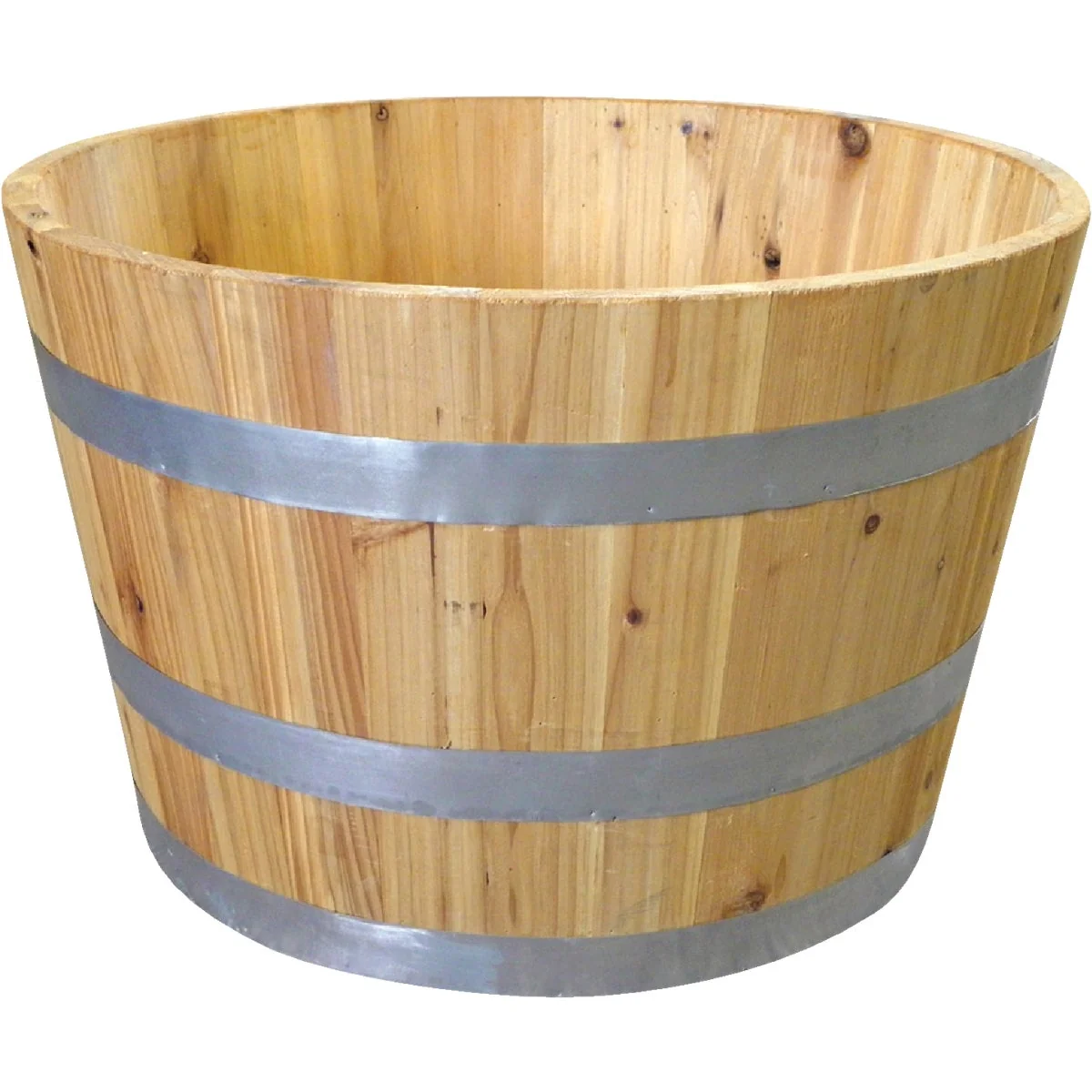 High-Performance Wood Products 26 In. Acacia Natural Barrel Planter Selected