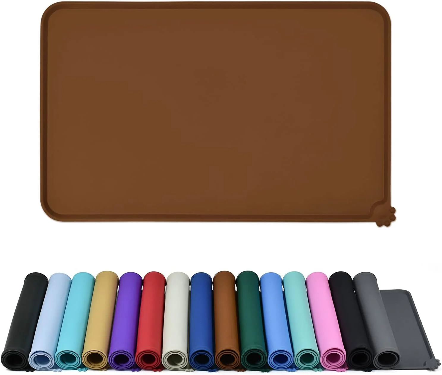 Green Waterproof Pet Feeding Mat with High Raised Edges Heavier and Thicker Placemats for Cat Dog Water Bowl with BPA Dogs Cats Food Mats for Messy Drinkers to Prevent Spill and Protect Floors Eco-Friendly