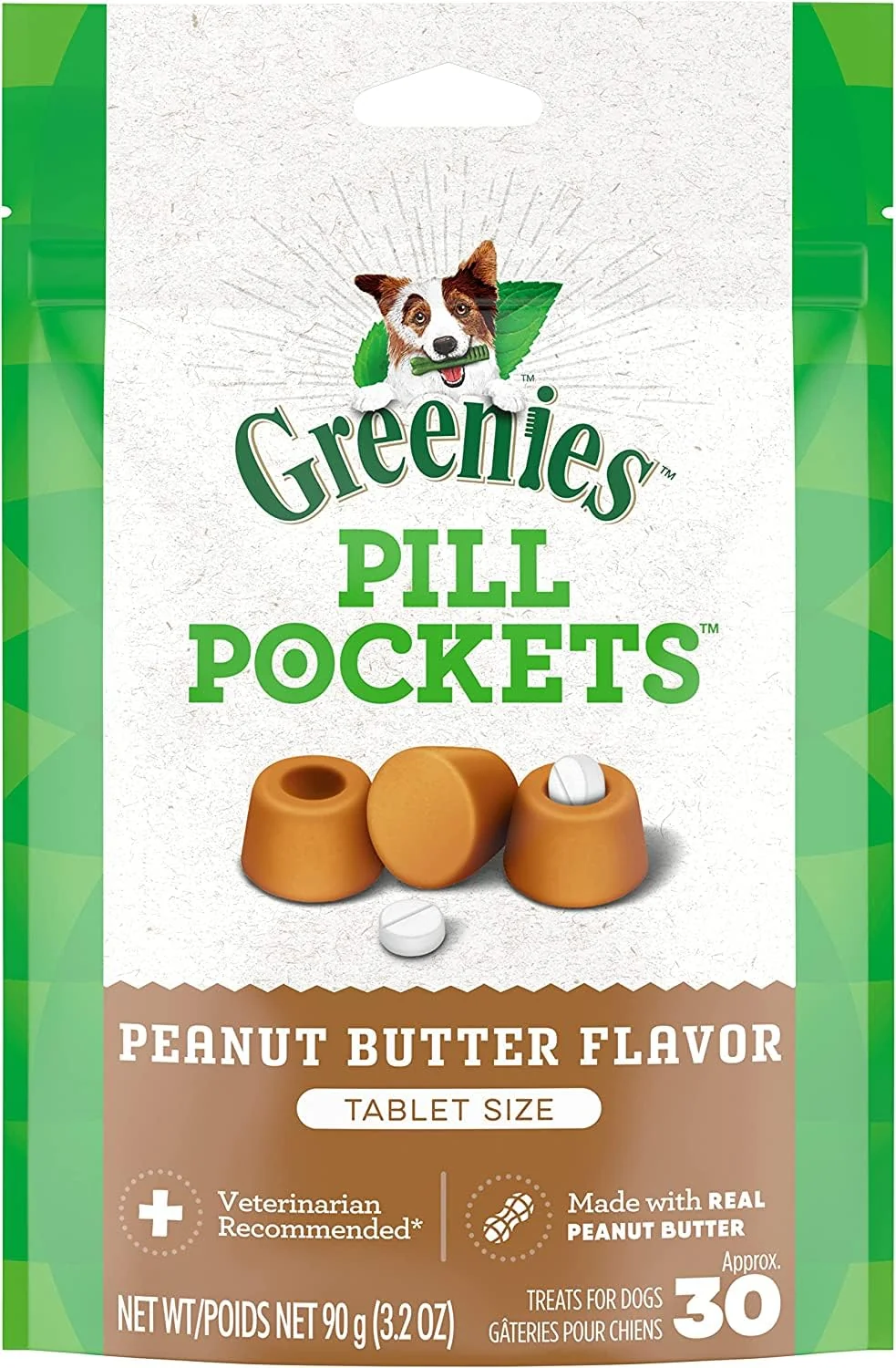 Lightweight GREENIES Pill Pockets for Dogs – Peanut Butter Tablet Size 30 Count Pack of 6 Detailed
