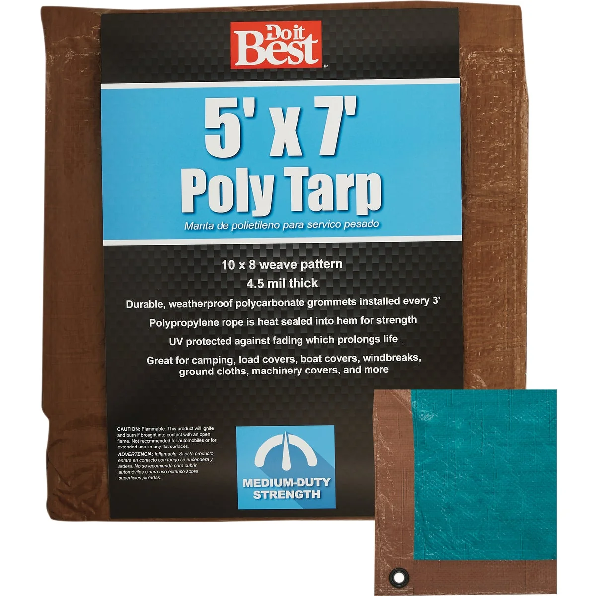 Relaxed Do it 1 Side Green 1 Side Brown Woven 5 Ft. x 7 Ft. Medium Duty Poly Tarp Quality