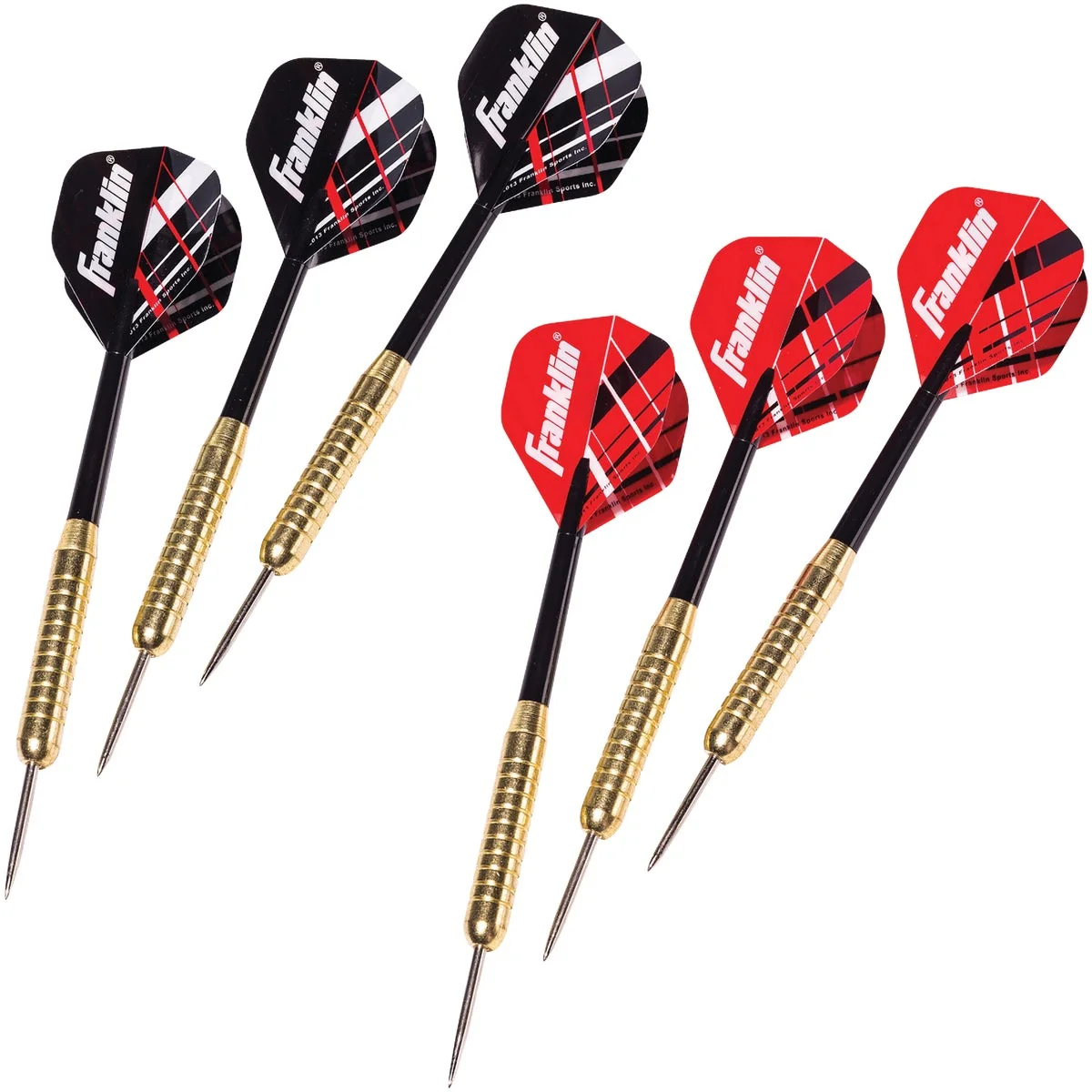 Easy-to-Use Franklin Brass-Coated Steel 18 Gm. Steel Tip Dart Set 6-Pack Fast