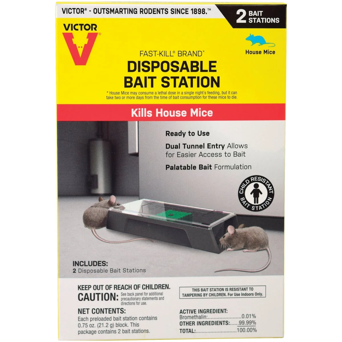 Long-Lasting Victor Fast-Kill Disposable Mouse Bait Station 2-Pack Official