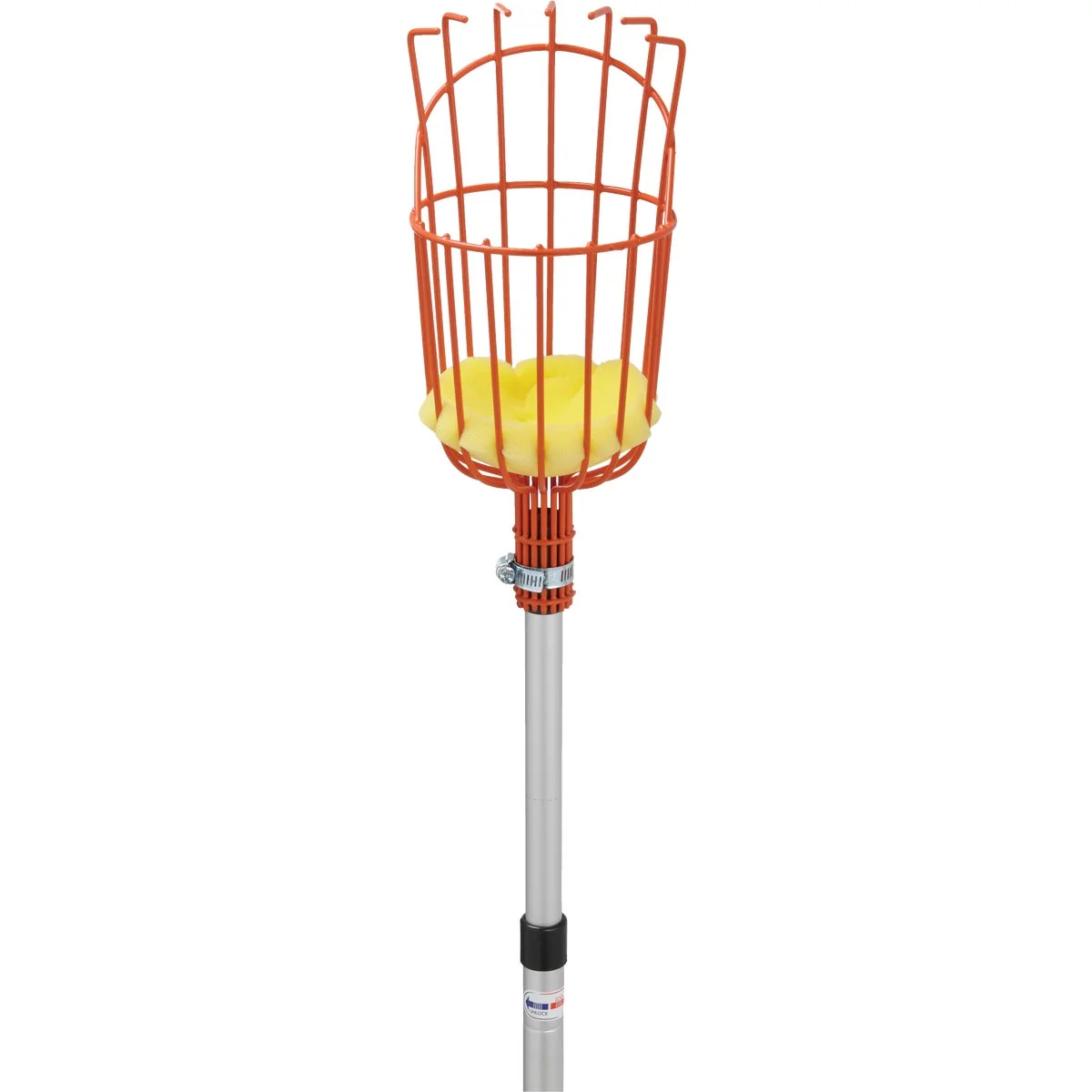 Effective Garden Basket w Long Handle Enameled Steel Aluminum Fruit Picker Sophisticated