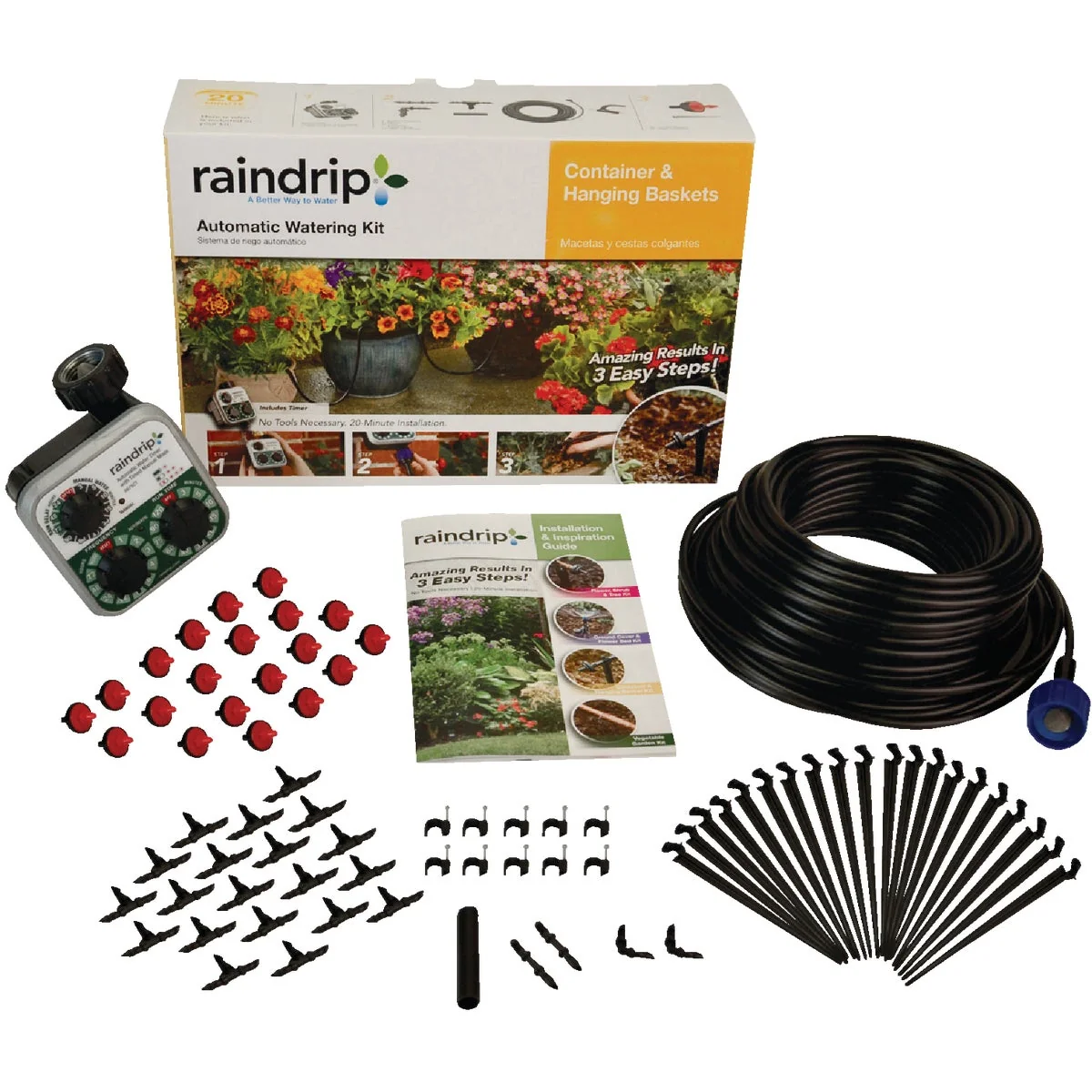 First-Class Raindrip 20-Container Patio Drip Irrigation Watering Kit Durable