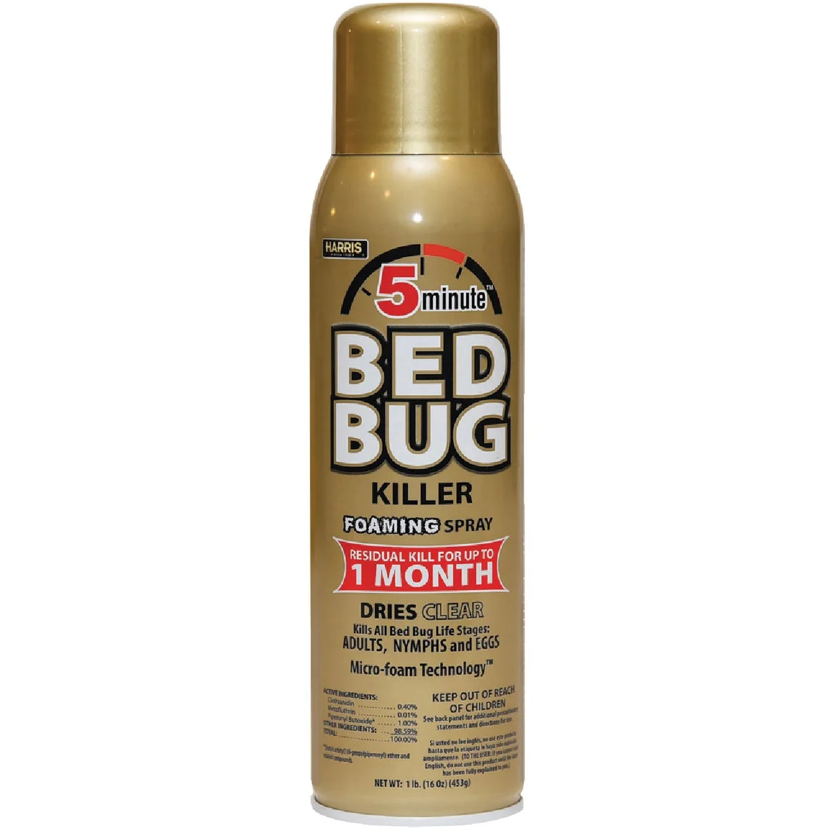 Smooth Harris BedBug Gold 16 Oz. Aerosol Foam Spray 5 Minute Bedbug Killer Verified