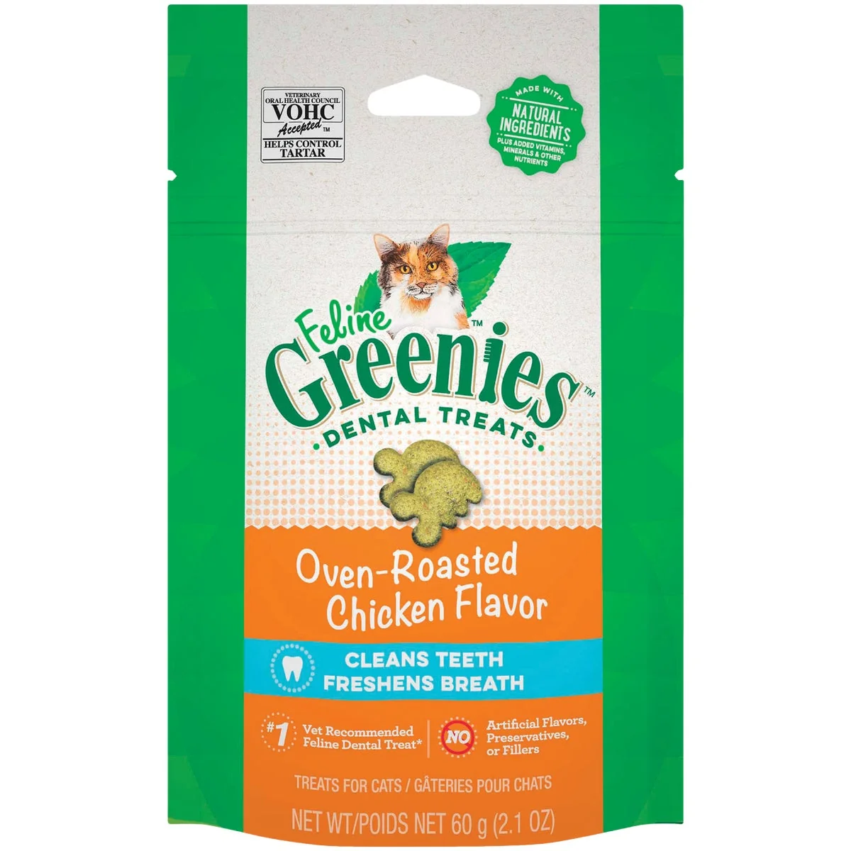 Reusable Greenies Oven-Roasted Chicken 2.1 Oz. Dental Cat Treats User-Friendly