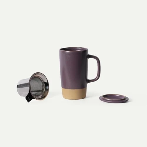 Responsible Ceramics Large Tea Mug with Loose Leaf Infuser and Ceramic Lid Solid