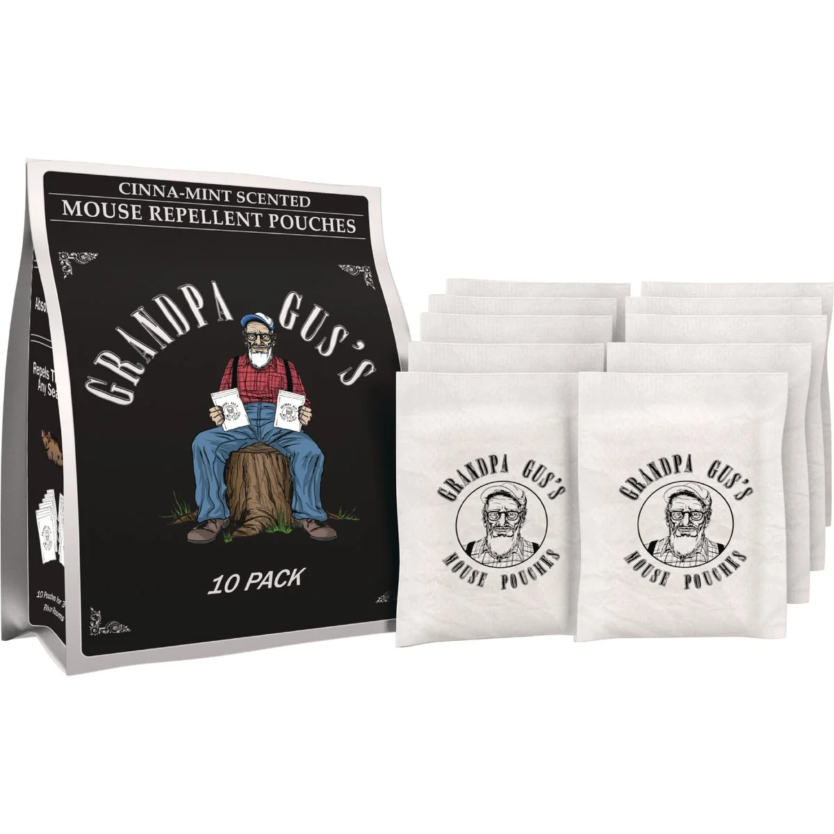 Long-Lasting Grandpa Gus's Granular All Natural Mouse Repellent Pouch 10-Pack Genuine