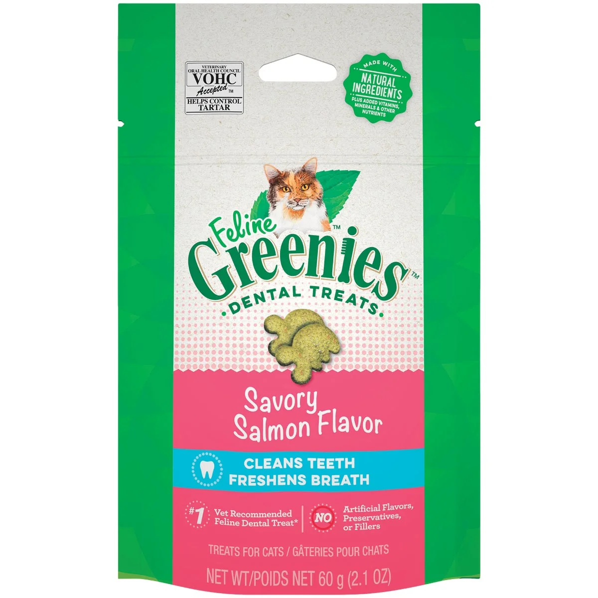 Selected Greenies Savory Salmon 2.1 Oz. Dental Cat Treats Breathable