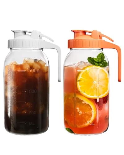 Stylish Mason Jar Pitcher Set of 2 2 Count Breathable