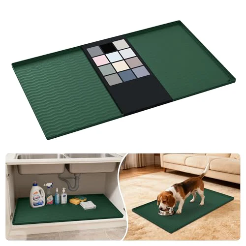 Modern Waterproof Silicone Under Sink Mat 37'' x 22'' Shelf Liner for Kitchen and Bathroom Verified