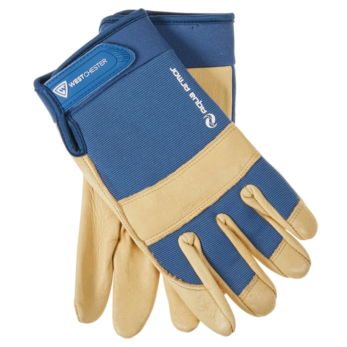 Long-Lasting Boss Job Master Aqua Armor Men's XL Blue Tan Leather Work Glove Fashionable