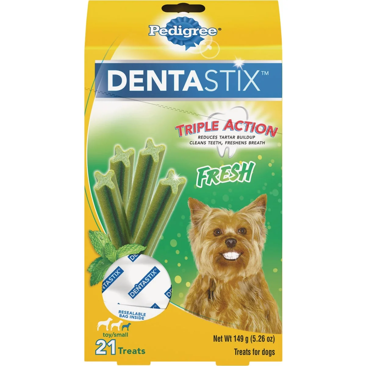 Refined Pedigree Dentastix Toy Dog Fresh Dental Dog Treat 21-Pack Casual