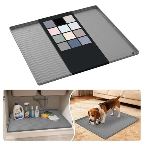 Innovative Waterproof Silicone Under Sink Mat 25'' x 22'' Shelf Liner for Kitchen and Bathroom Consistent