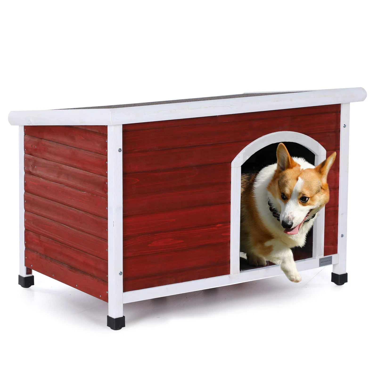Convenient Petsfit Outdoor Wooden Dog House — Medium Breed Shelter 40.8 x 26 x 27.6 in Fast