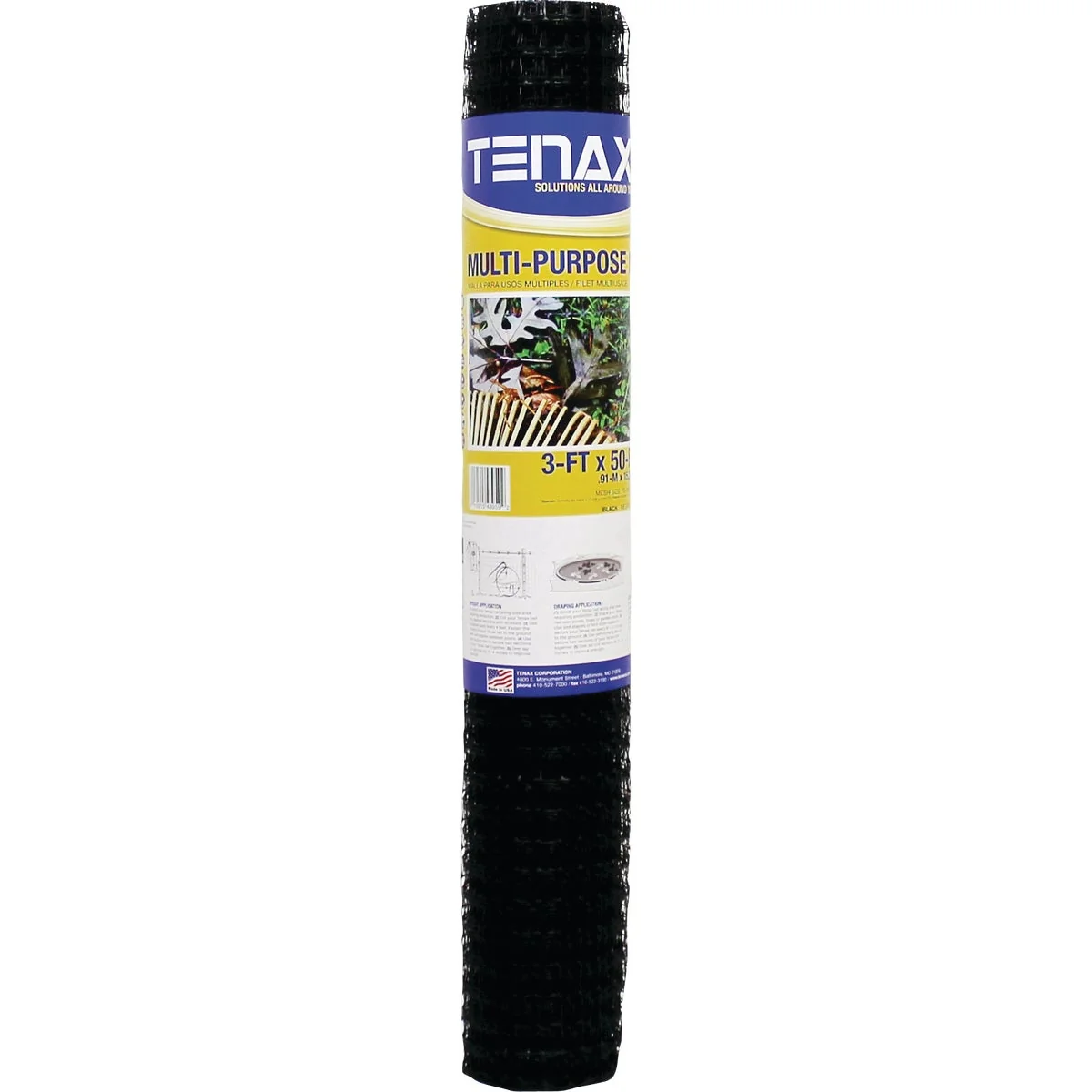 Certified Tenax 3 4 In. x 1 In. Mesh 3 Ft. x 50 Ft. Black Multi-Purpose Net Modern