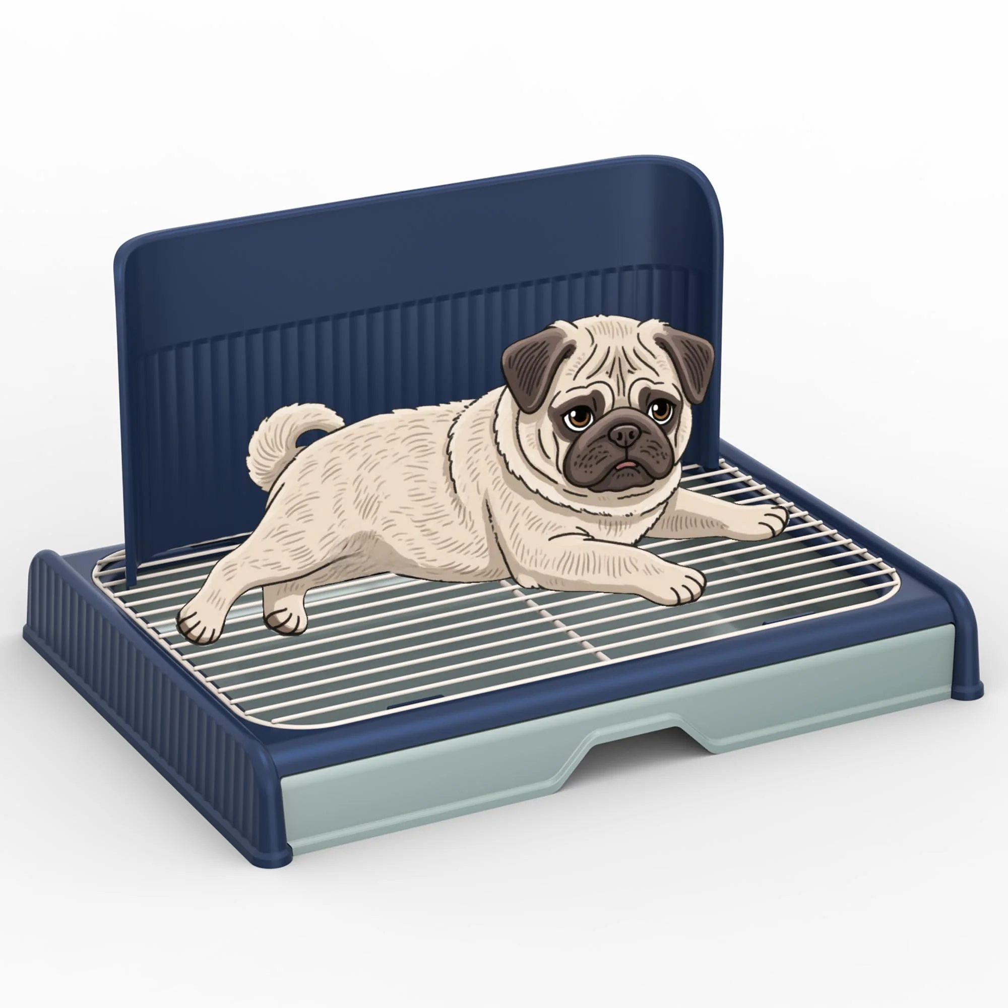 Innovative Upgrade Dog Potty Tray with High Wall – 23.62 x 18.5 in Blue KOLA PANDA Relaxed