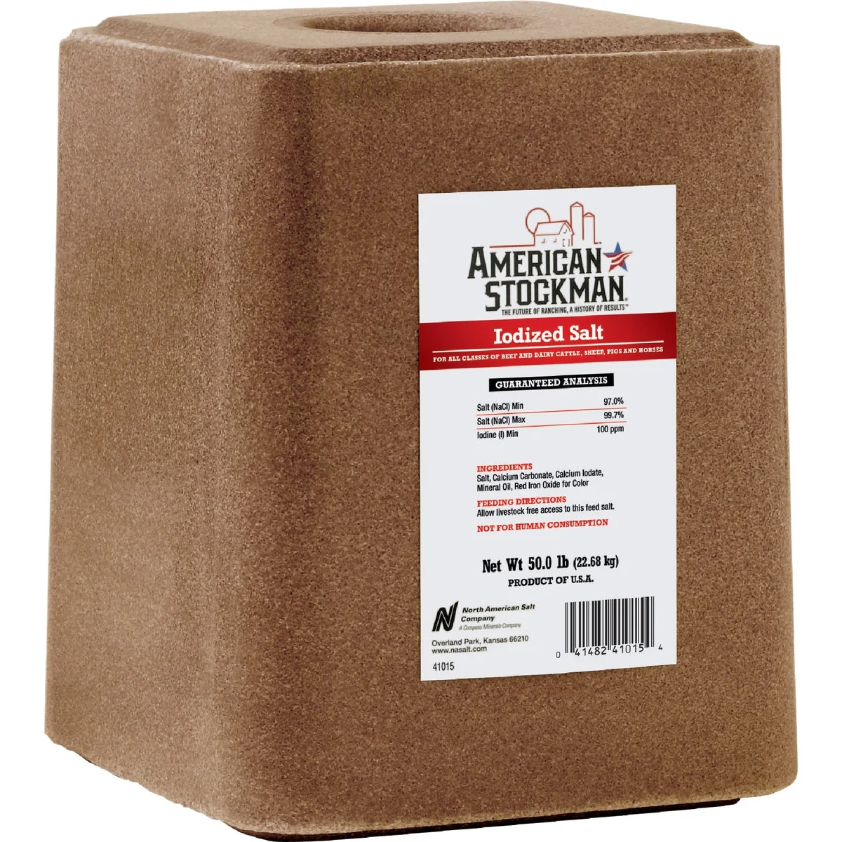 Casual American Stockman 50 Lb. Iodized Salt Block Expertly Made