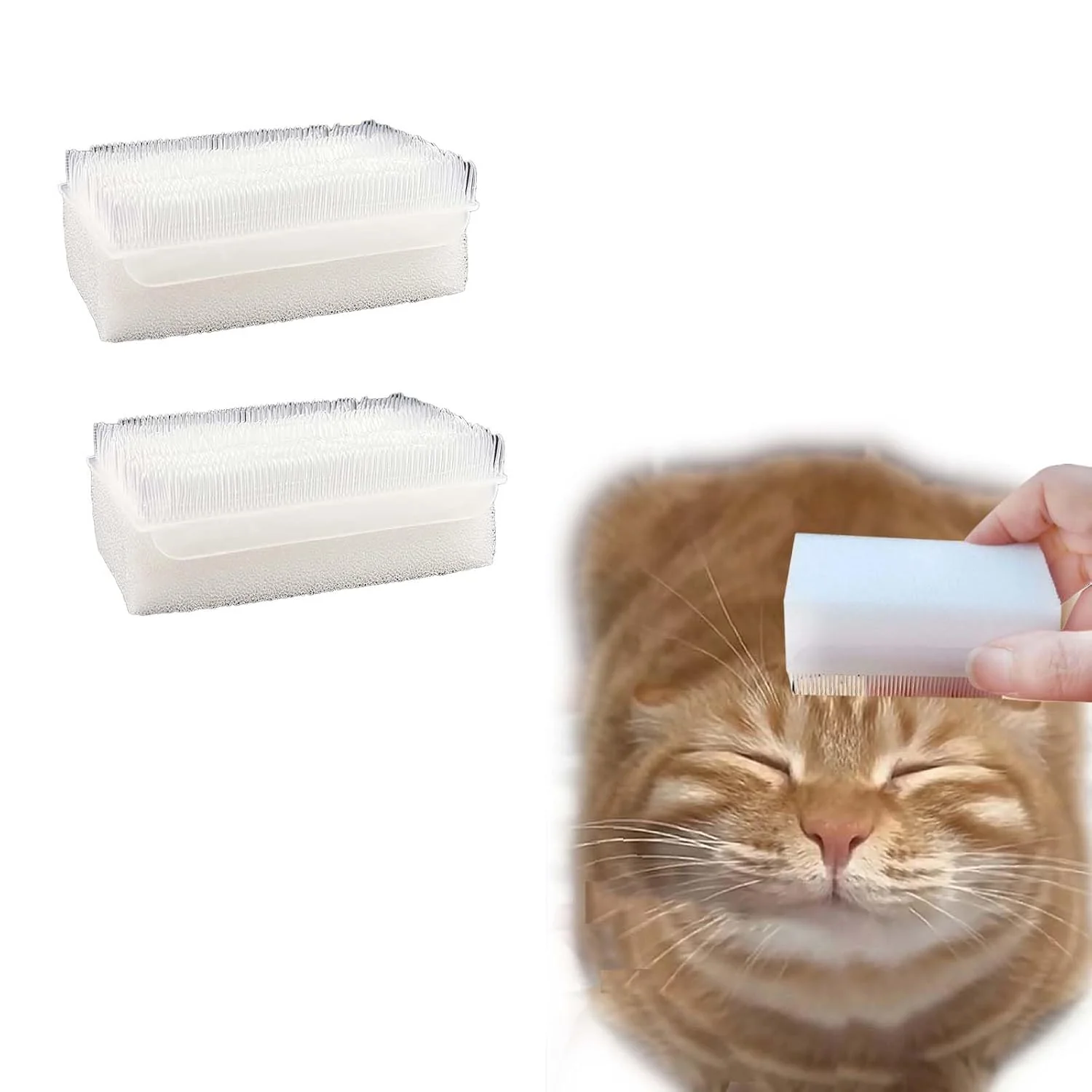 Genuine 2PC Soft Cat Brush for Grooming - Gentle Cat Tongue Brush with 1300 Barbed Serrations Brushes for Sensitive Cats - Lightweight gentle for Daily Grooming Enhancing Bonding Efficient