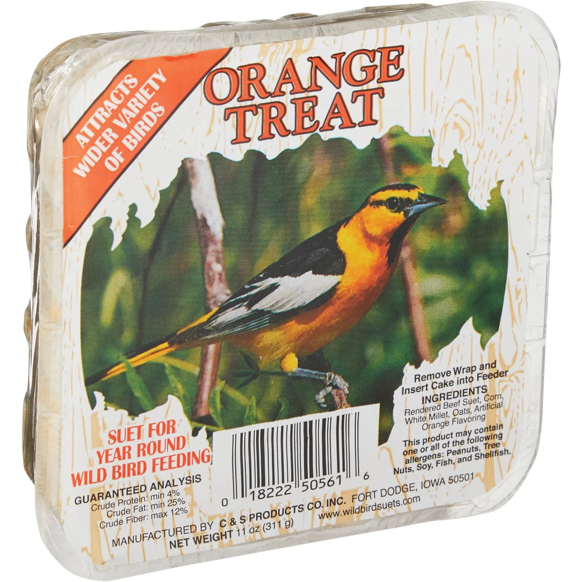 Green C S 11 Oz. Orange Treat Wild Bird Suet Durable