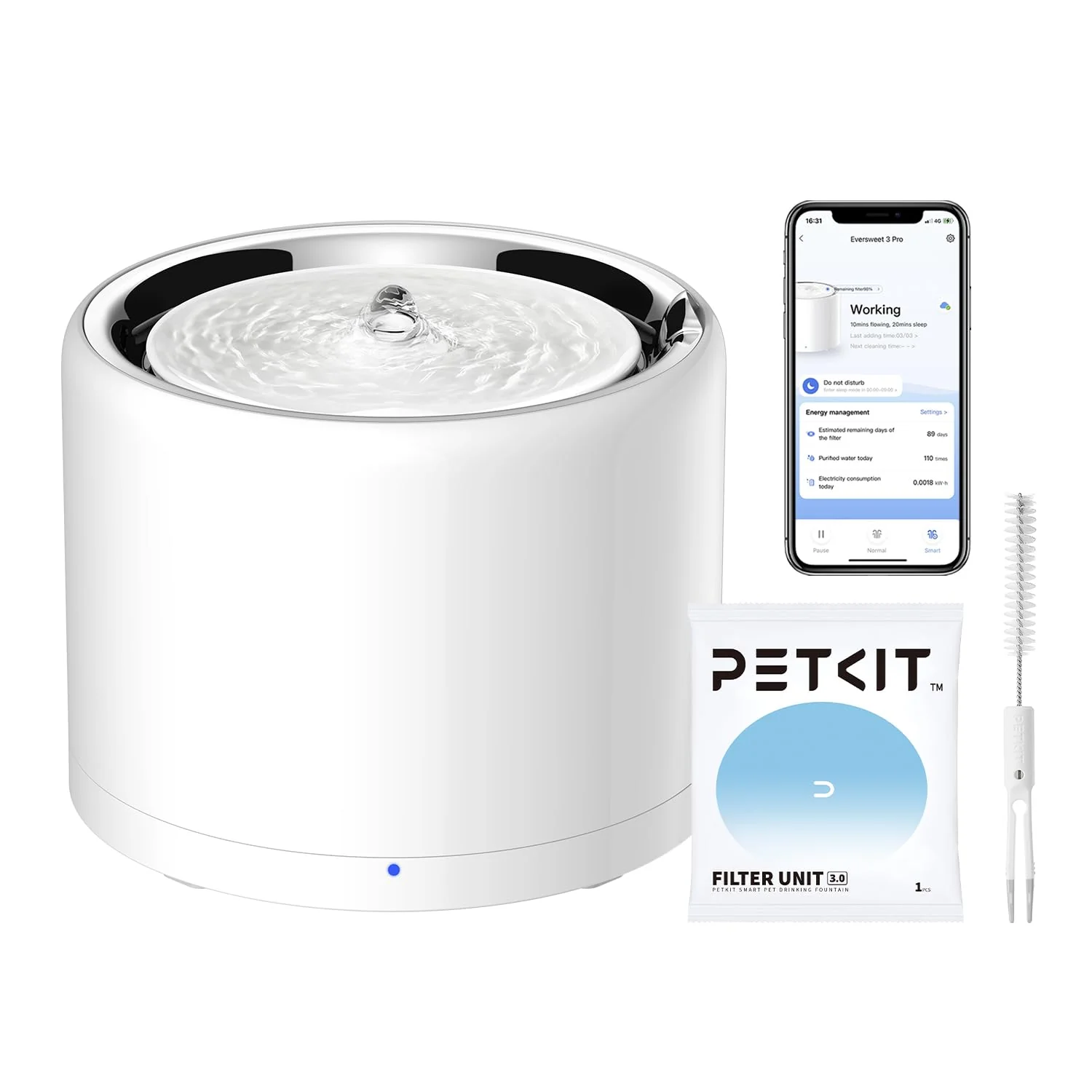 Fine Crafted PETKIT Eversweet 3 Pro Cat Water Fountain — 1.6L Stainless Steel App Control Ultra Quiet Sophisticated