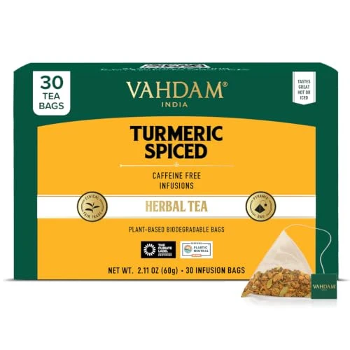 Convenient Turmeric Spice Herbal Tea Bags 30 Count Practical