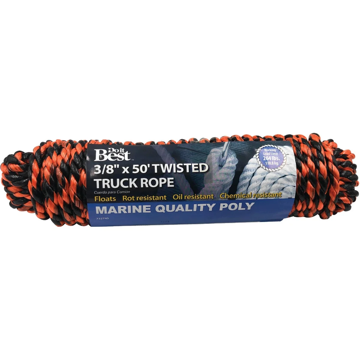 Professional Do it 3 8 In. x 50 Ft. Orange Black Truck Polypropylene Packaged Rope Artisan