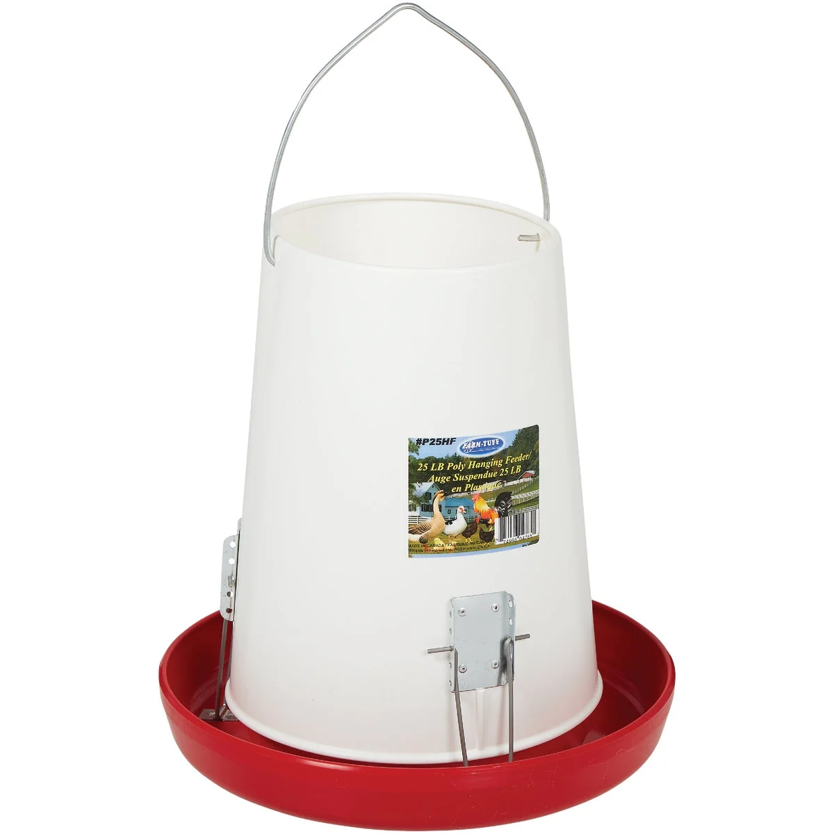 Outstanding Farm-Tuff 25 Lb. Capacity Hanging Plastic Poultry Feeder Pure