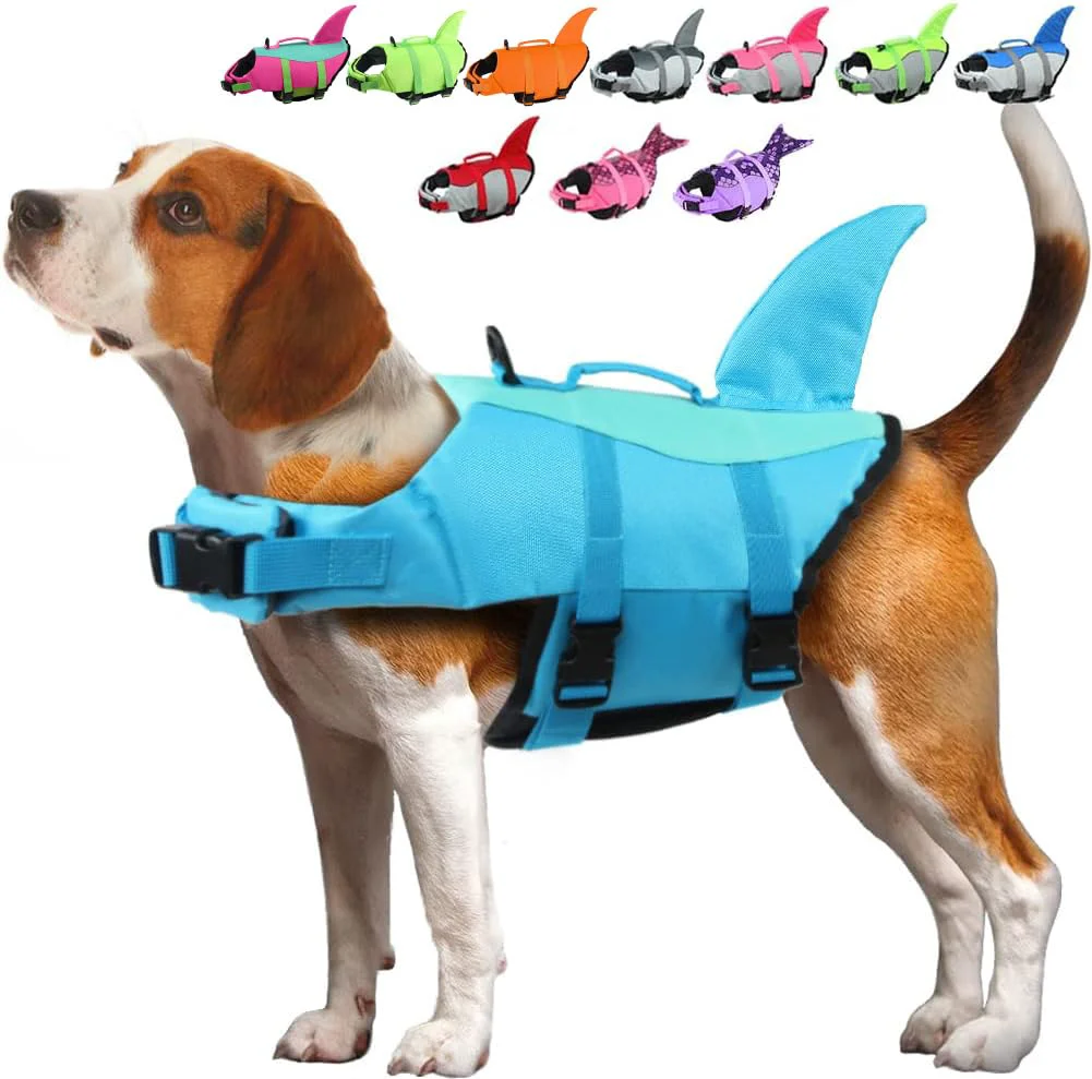 Modern EMUST Dog Life Vest M Pool Blue – High Buoyancy Quick-Dry Ripstop Jacket with Lift Handle Versatile
