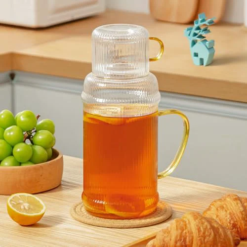 Classic Water Pitcher Glass Jug With Lid and Spout Modern