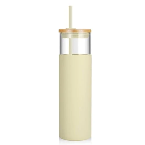 Trendy 32 oz Glass Tumbler with Lids and Straws Elegant