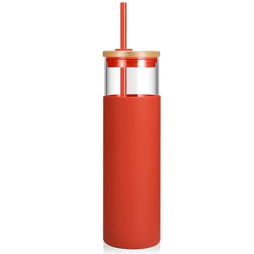 Specialty 28 oz Glass Tumbler with Lids and Straws First-Class
