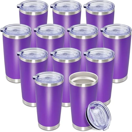 Environmentally Friendly 20oz Tumbler Insulated Coffee Tumblers with Lid Stainless Steel Purple 12P 12 Count Carefully Designed