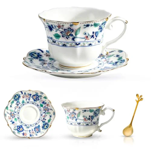 Expertly Made Bone China Tea Cup and Saucer Set 6 Count Prestigious