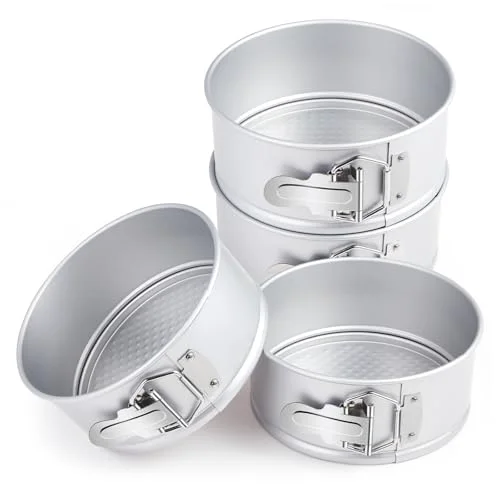 Dependable 4 Pcs 6 Inch Non Stick Springform Pan with Removable Bottom Carbon Steel Round Springform Cheesecake Pan with Stainless Steel Spring Buckles for Baking Kitchens Restaurant 4 Count Expertly Made