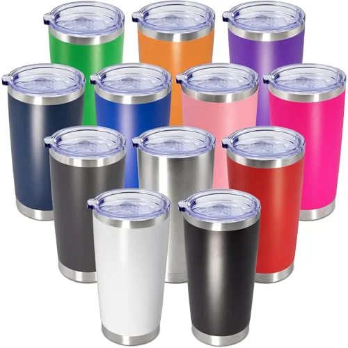 High-Quality 20oz Tumbler Insulated Coffee Tumblers with Lid Stainless Steel Mix 12P 12 Count Functional