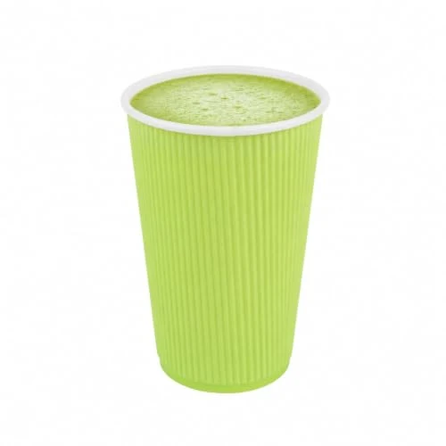 Smooth Ripple Wall Coffee Cups 25 Count 16 Ounce Insulated Eco Green Paper Cups Relaxed