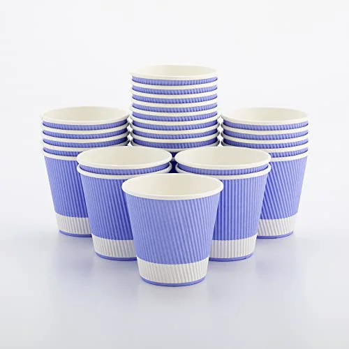 Safe Ripple Wall Coffee Cups 25 Count 8 Ounce Insulated Light Purple Paper Cups Original