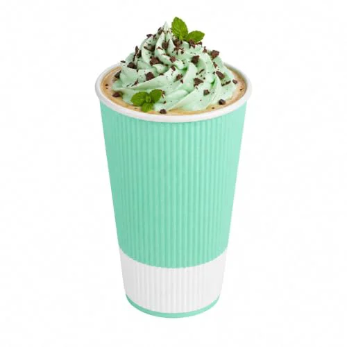 Green 16 Ounce Paper Cups Pack of 25 Ripple Wall Disposable Cups 25 Count Specialty