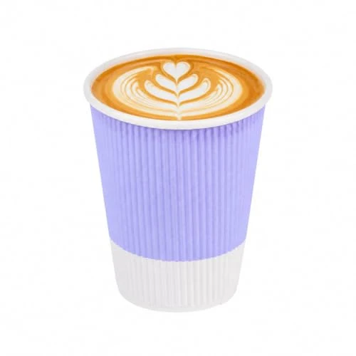 Original Design Ripple Wall Coffee Cups 25 Count 12 Ounce Insulated Light Purple Paper Cups Top-Quality
