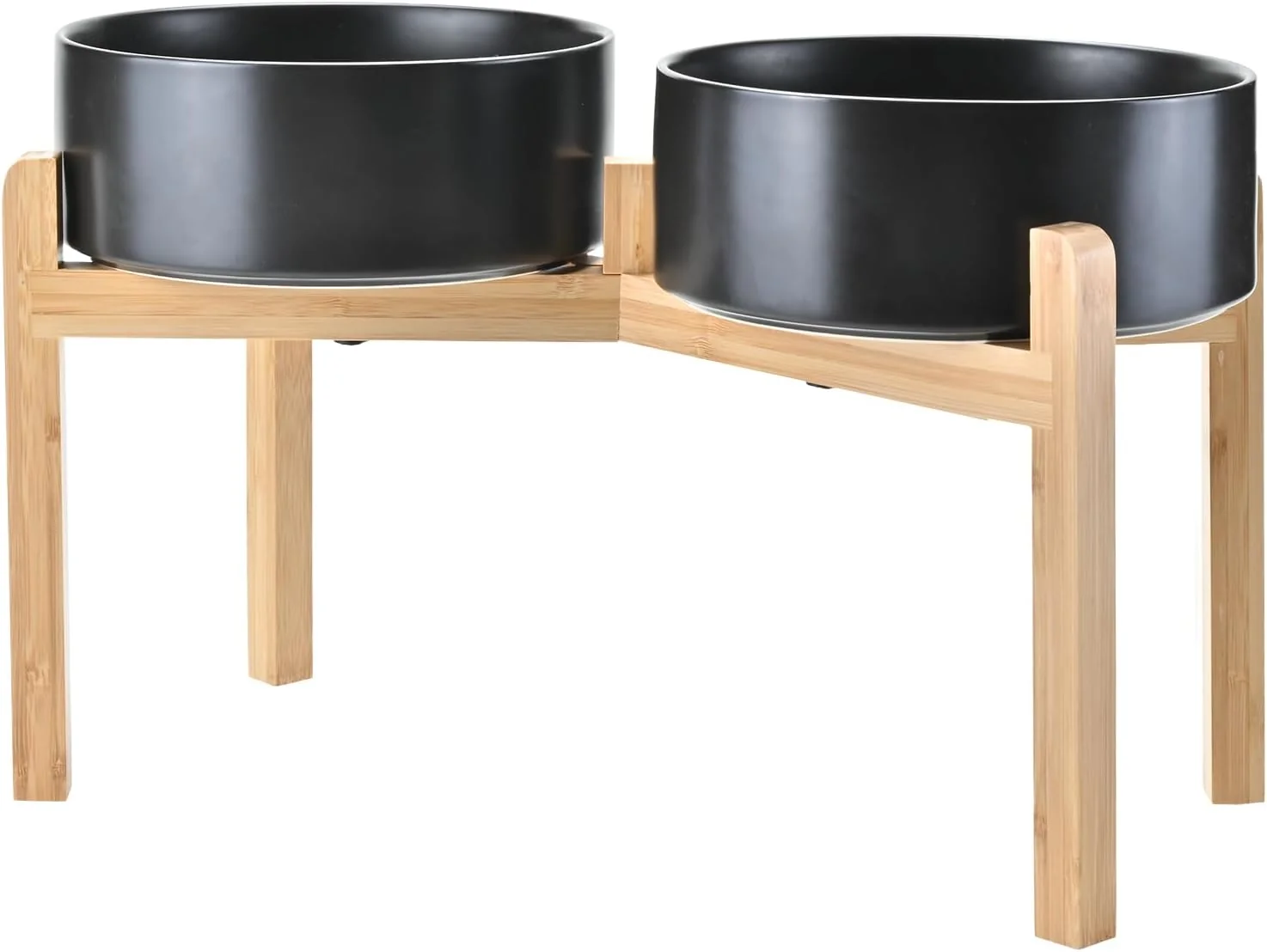 Lightweight SPUNKYJUNKY d Dog Bowls Ceramic 8.3'' Dogs Food Water Bowls Raised with Non-Slip Bamboo Stand for Large Sized Breed Microwave Dishwasher Safe - 60 OZ Black Fashionable