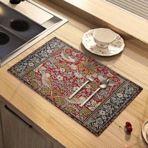 Eco-Friendly Paisley Dish Drying Mat for Kitchen Counter User-Friendly