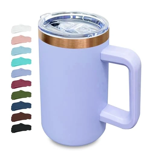 Stylish 22oz Insulated Coffee Mug Bulk with Handle and Lid Lilac High-Grade