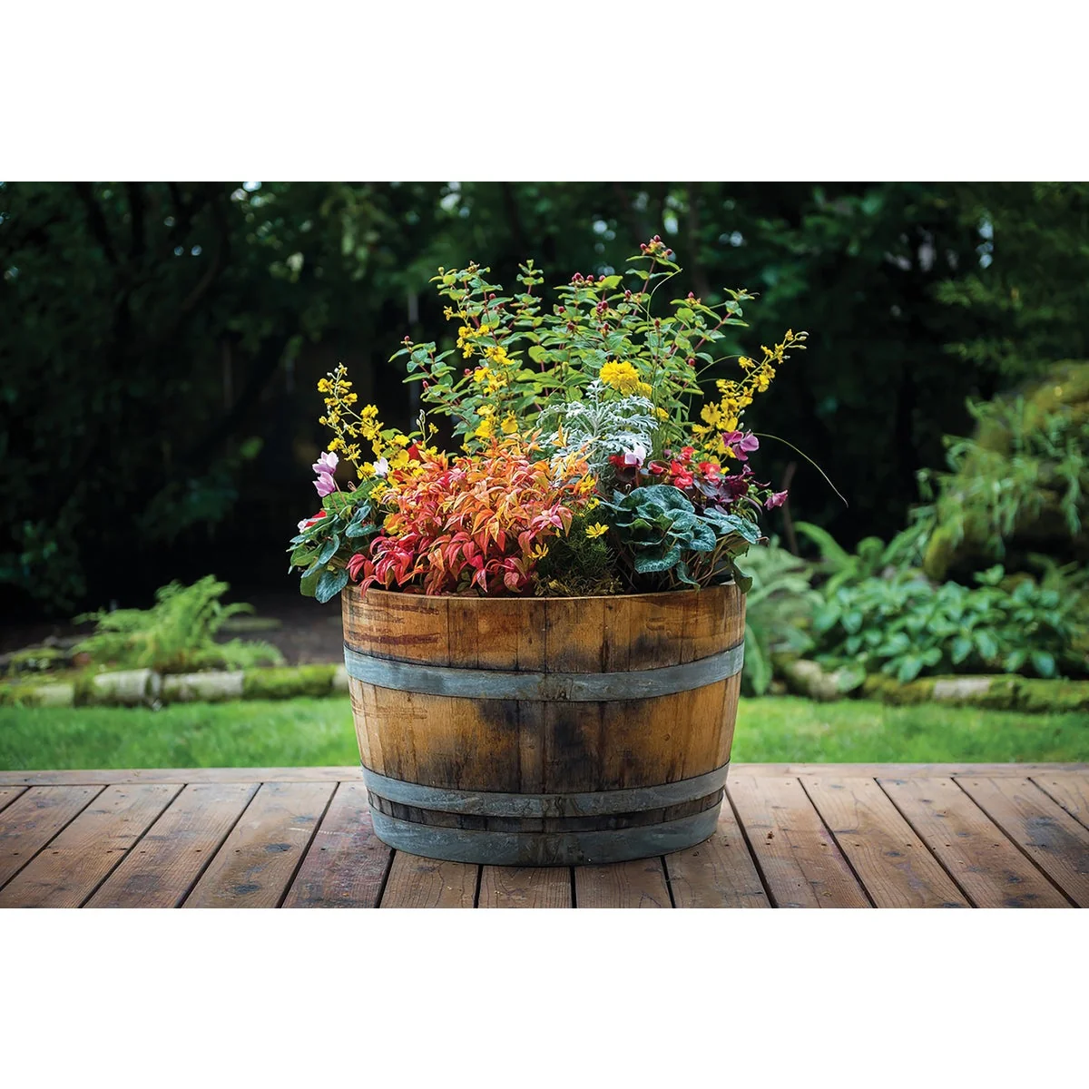 Relaxed Wood Products 26 In. Half Oak Barrel Planter Sustainable
