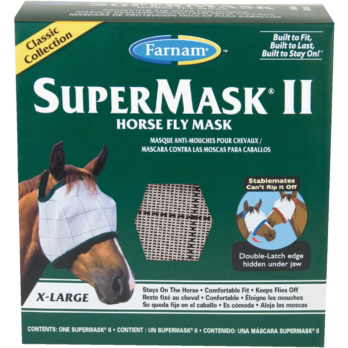 Luxury Farnam SuperMask II Extra Large Silver Horse Fly Mask Relaxed